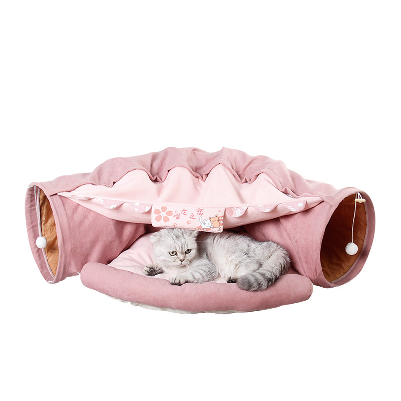 Japasu Luxury Collapsible Pet Tunnel – 2-in-1 Interactive Play Tube & Cozy Indoor Hideaway
