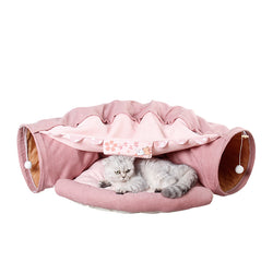 Japasu Luxury Collapsible Pet Tunnel – 2-in-1 Interactive Play Tube & Cozy Indoor Hideaway
