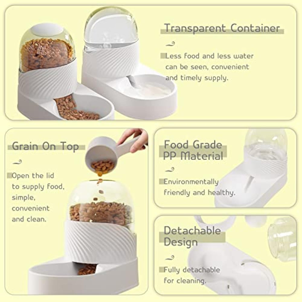 Japasu Luxury 2-Piece Gravity Pet Feeder & Waterer Set – 2L High-Capacity Automatic Dispenser Station