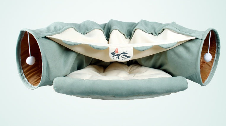 Japasu Luxury Collapsible Pet Tunnel – 2-in-1 Interactive Play Tube & Cozy Indoor Hideaway