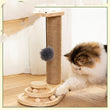 Japasu Luxury 2-in-1 Solid Wood Cat Turntable – Triple-Tier Track Toy with Natural Sisal Scratching Post