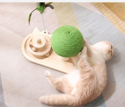 Japasu "Twin-Sphere" Cat Scratching Post – Luxury Double Sisal Ball Activity Center & Solid Wood Furniture
