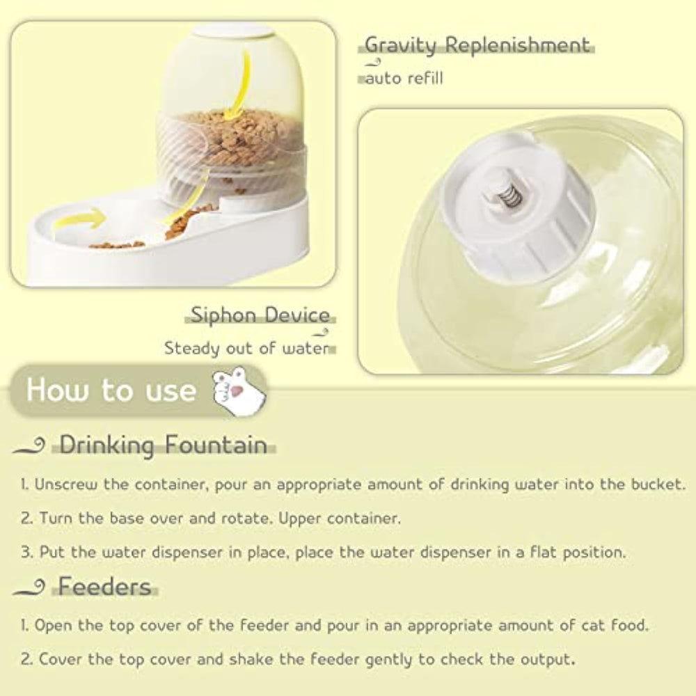Japasu Luxury 2-Piece Gravity Pet Feeder & Waterer Set – 2L High-Capacity Automatic Dispenser Station