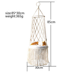 Handcrafted Macramé Cat Hammock – Boho Style Hanging Pet Bed & Luxury Cat Swing