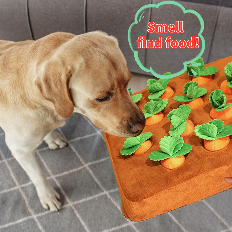 Japasu Interactive Carrot Patch Snuffle Toy – 12-Piece Plush Puzzle & Slow Feeder for Dogs & Cats